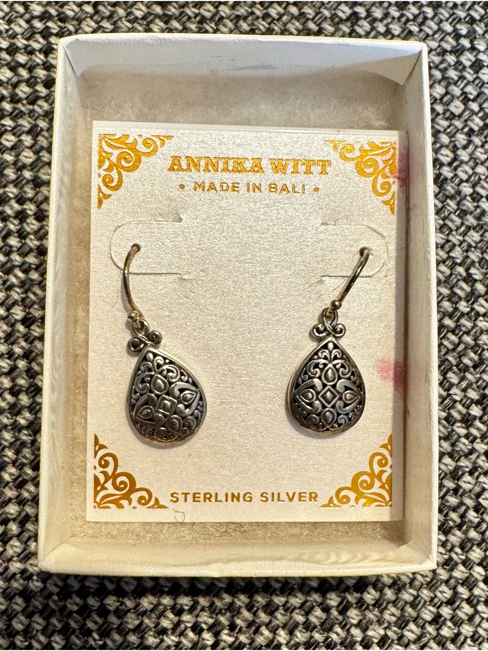 Sterling Silver Teardrop Filigree Earrings - Silver